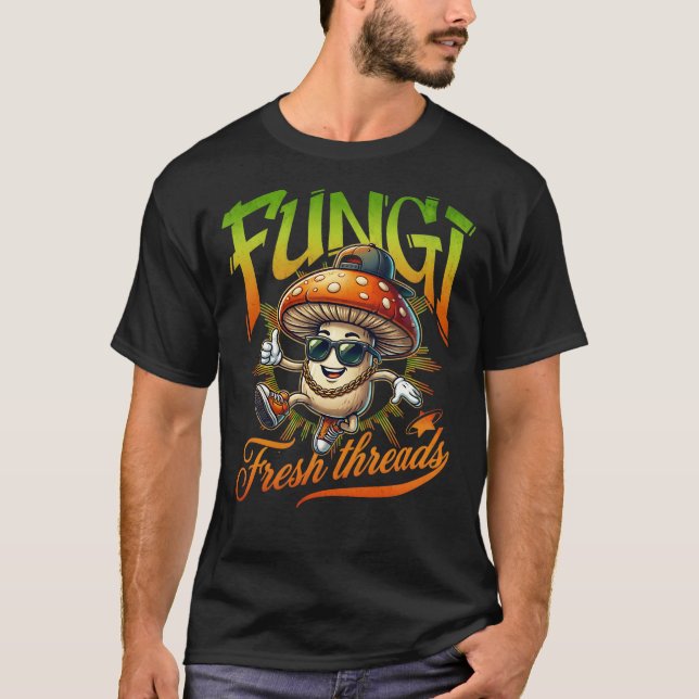 Camiseta Fungi Fresh Threads – Roupas de Rua de Cogumelo (Frente)