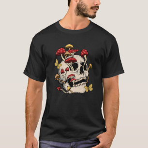 Camiseta Fungic Magic Psilocybin Mushroom Skull Face Hippi