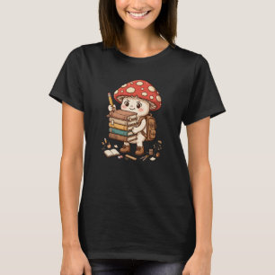 Camiseta Fungo Fofo Aluno Pilha de Livros - Kawaii