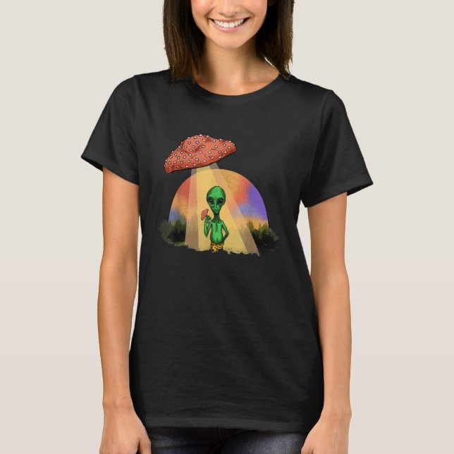 Camiseta Fungus Magic Psilocybin Mushrooms Alien UFO (Frente)