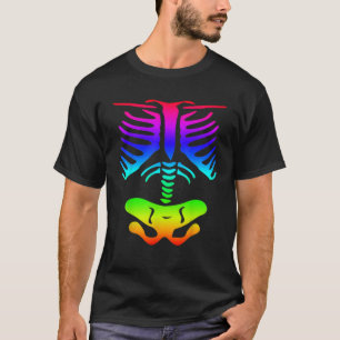 Camiseta Funky Coloride Arco-Íris Skeleton Rib Hallowee