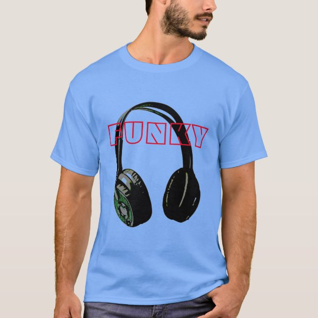 Camiseta Funky Disco Headphone Music Entertainment Retro (Frente)