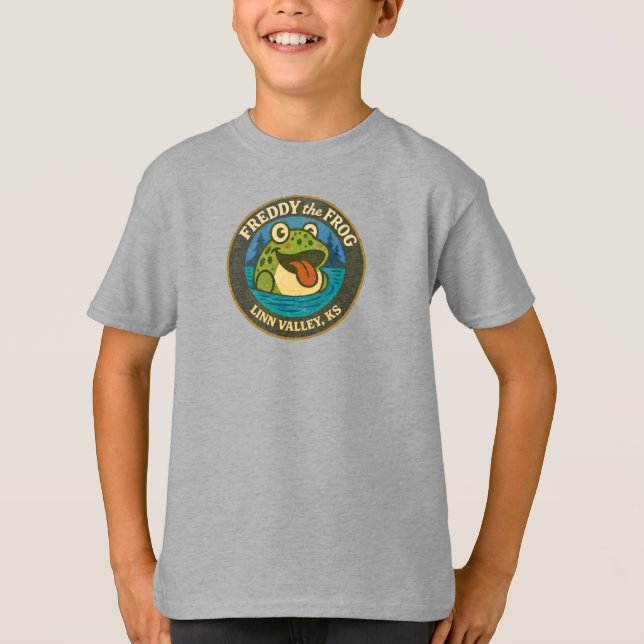 Camiseta Funky Freddy Frog of Linn Valley, KS Kids Tee (Frente)