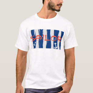 Camiseta Funky Marinheiro Listras Brancas Azuis Ân