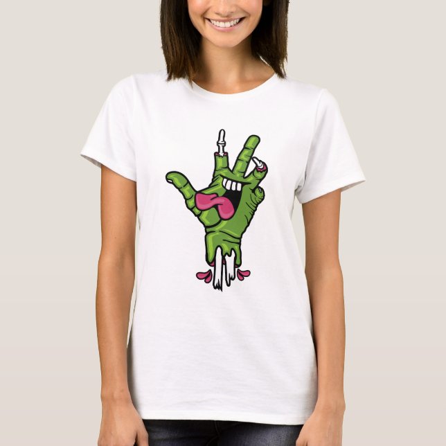Camiseta Funky Zombie Paz Mão (Frente)