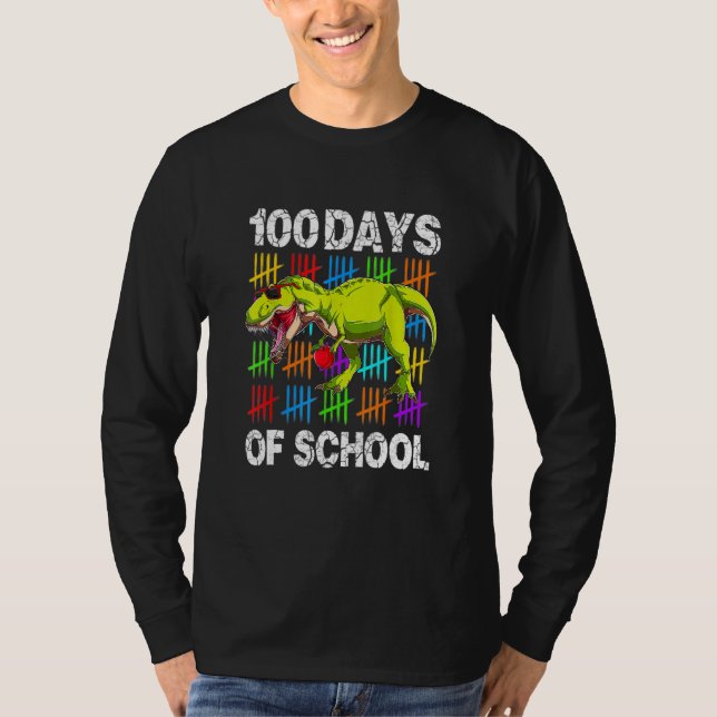 Camiseta Funny 100 Days Of School 100th Day Of School Dino (Frente)