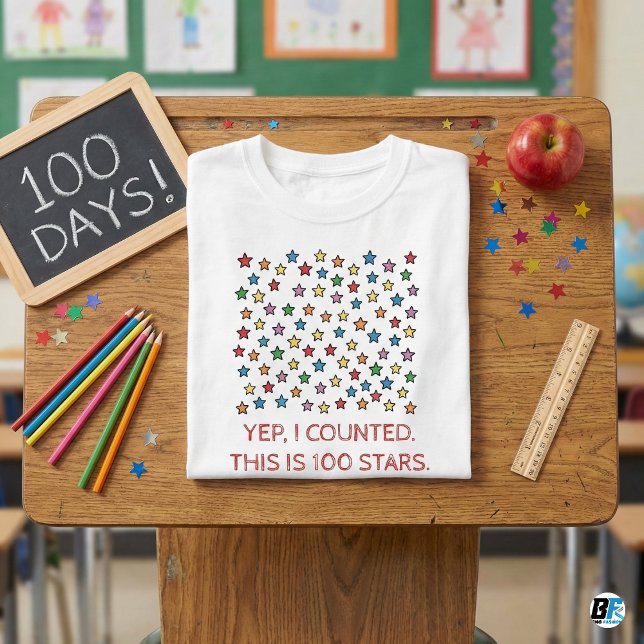Camiseta Funny 100 Days Of School Yep I Counted 100 Stars (Criador carregado)