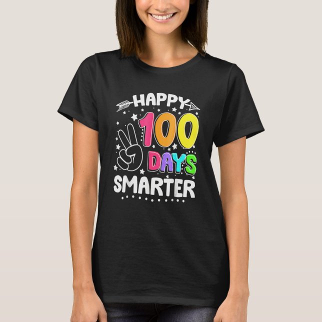 Camiseta Funny 100 Days Smarter Happy 100th Day Of School S (Frente)