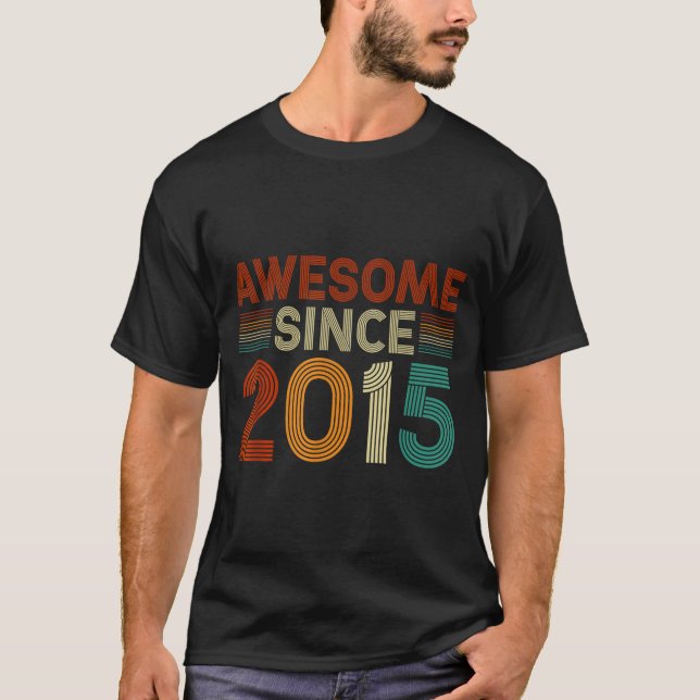 Camiseta Funny 10 Year Old Awesome Since 2015 Birthday Son  (Frente)