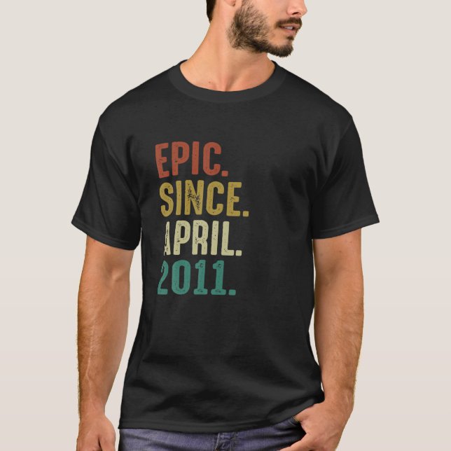 Camiseta Funny 11 Year Old Birthday Gifts Epic Since April (Frente)