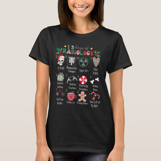 Camiseta Funny 12 Days Of Radiology Christmas Radiate Xray  (Frente)