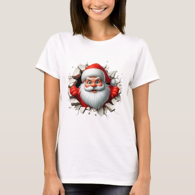 Camiseta Funny 3D Santa Claus Christmas Holiday Design (Frente)