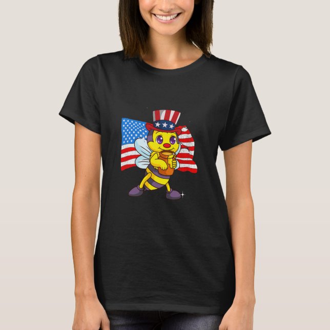 Camiseta Funny 4 De Julho De 2021 Beekeeper American (Frente)