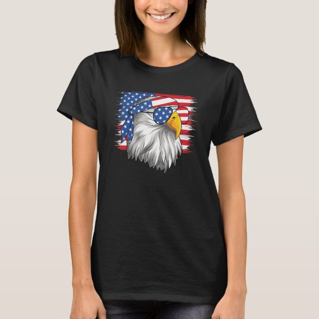 Camiseta Funny 4th Of July American Flag Patriotic Eagle US (Frente)