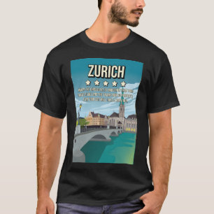 Camiseta Funny 5 Star Review Zurich Vintage Viagem mínimo