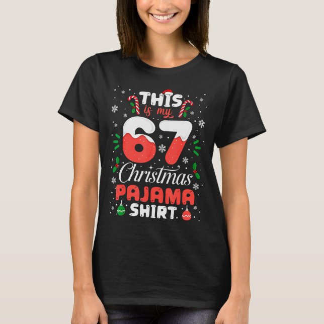 Camiseta Funny 67 Christmas Pajamas Shirt Six Seven Meme Br (Frente)