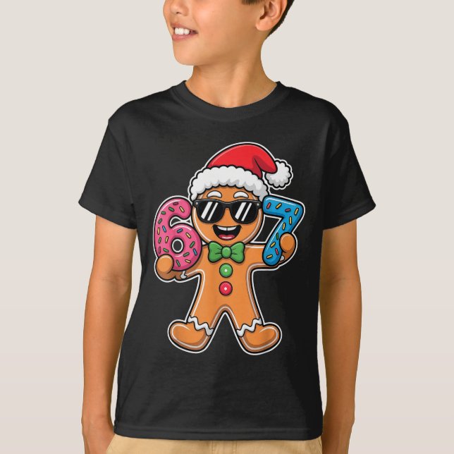 Camiseta Funny 67 Christmas Six Seven Meme Xmas Gingerbread (Frente)
