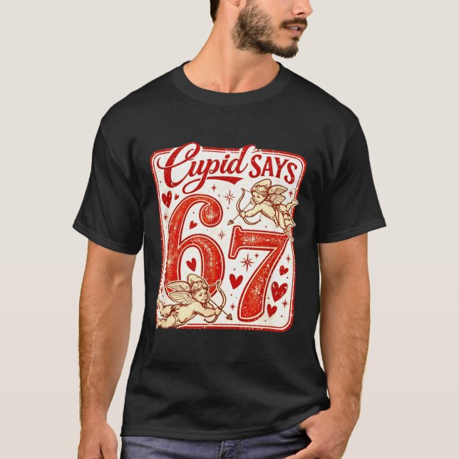 Camiseta Funny 67 Cud Says 67 Valentine Couple Matching Six (Frente)