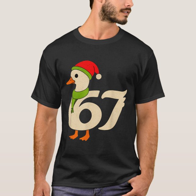 Camiseta Funny 67 Goose Christmas 6 7 Meme Duck Santa Hat F (Frente)