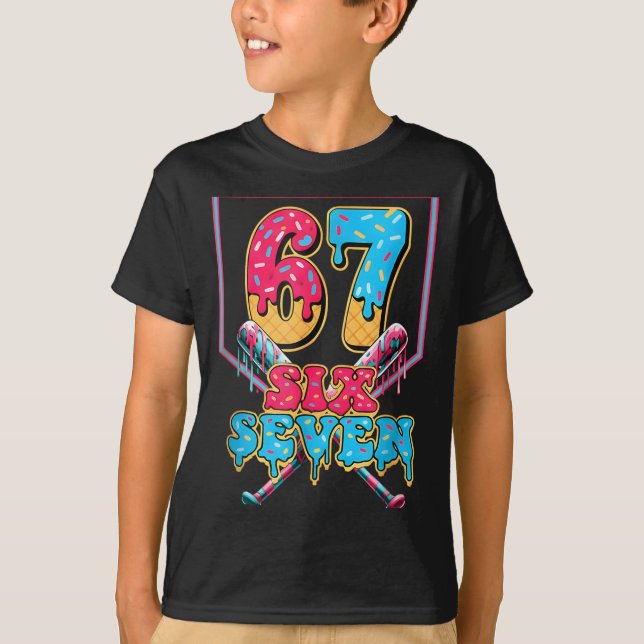 Camiseta Funny 67 Ice Cream Drip Baseball Six Seven Gift Fo (Frente)