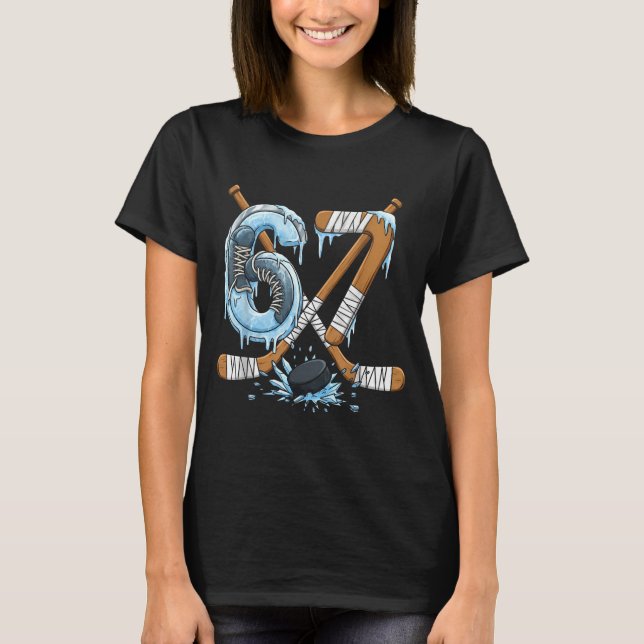 Camiseta Funny 67 Ice Hockey Drip Number 67 Ice Hockey  (Frente)