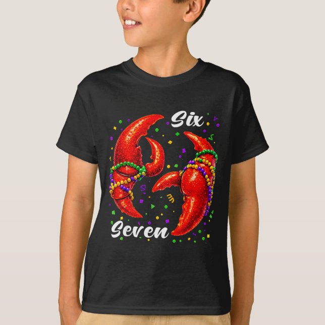 Camiseta Funny 67 Mardi Gras Crawfish Meme 6 7 Beads Six Se (Frente)