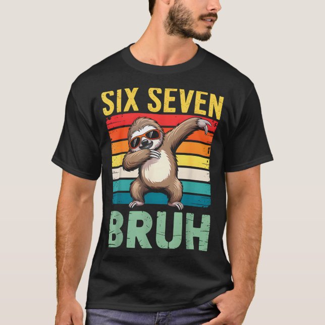 Camiseta Funny 67 Meme Boys Kids 6 7 Dabbing Six Seven Bruh (Frente)