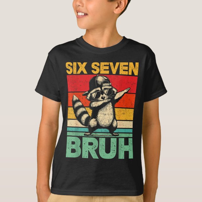 Camiseta Funny 67 Meme Boys Kids 6 7 Dabbing Six Seven Bruh (Frente)