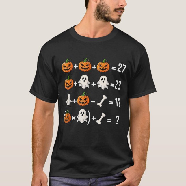 Camiseta Funny 67 Meme Pumpkin Ghost Math Teacher (Frente)