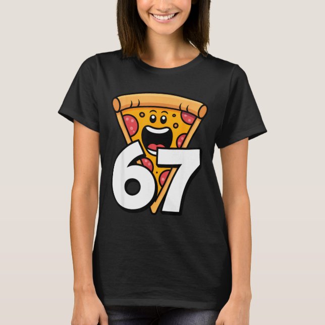 Camiseta Funny 67 Meme Six Seven Humor Food Zza  (Frente)