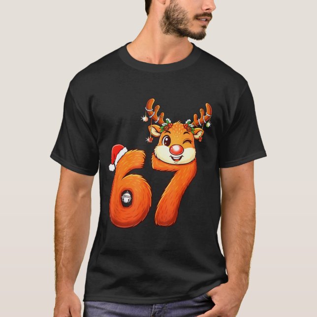 Camiseta Funny 67 Reindeer Christmas Six Seven Meme 6 7 Tee (Frente)