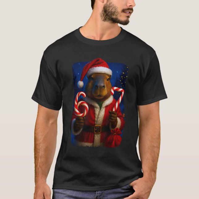 Camiseta Funny 67 Santa Capyra Six Seven Ironic Christmas M (Frente)