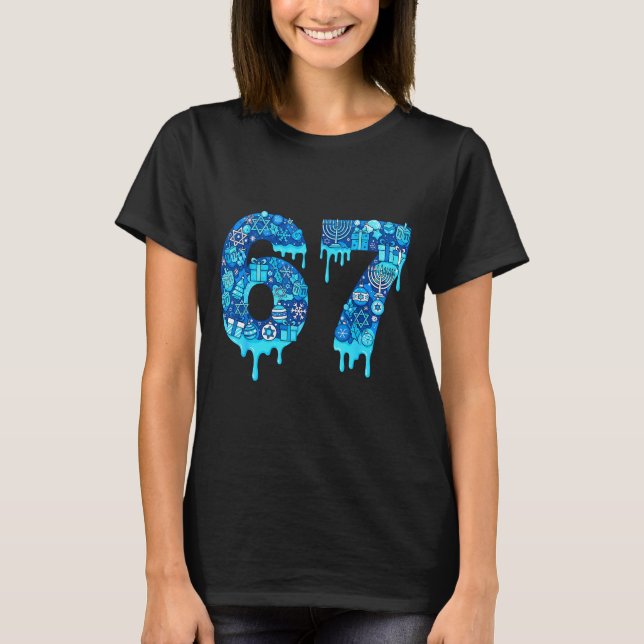 Camiseta Funny 67 Six Seven 6 7 Happy Hanukkah Jewish Chanu (Frente)