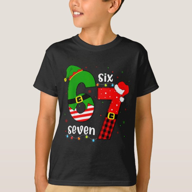 Camiseta Funny 67 Six Seven Christmas Boys Girls Kids Teens (Frente)