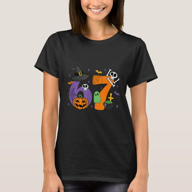 Camiseta Funny 67 Six Seven Halloween Meme Gen Alpha  (Frente)
