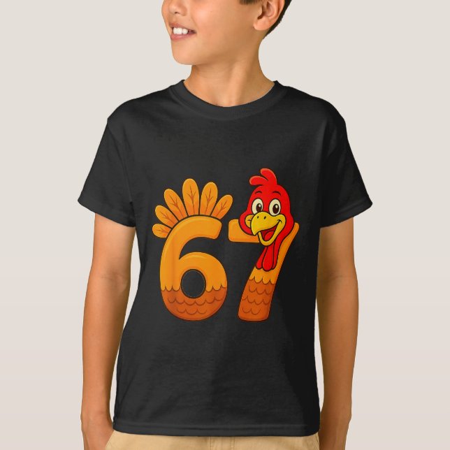 Camiseta Funny 67 Thanksgiving Turkey Face 67 Number  (Frente)