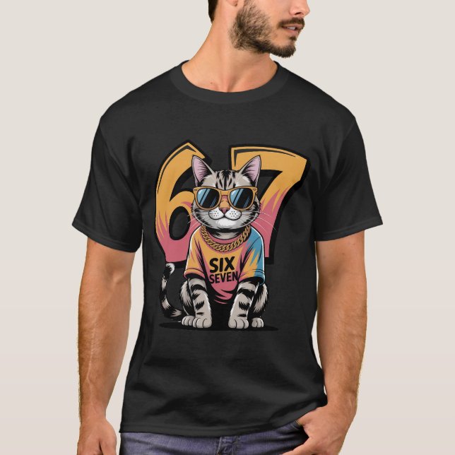 Camiseta Funny 67th Birthday Cool Cat T-Shirt | Retro Hip H (Frente)