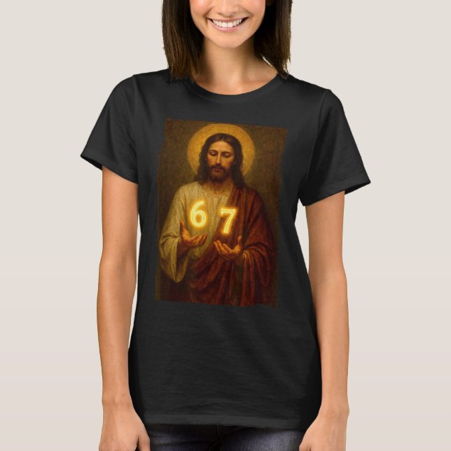 Camiseta Funny 6 7 Jesus. Absurd Six Seven Meme, Weird Teen (Frente)