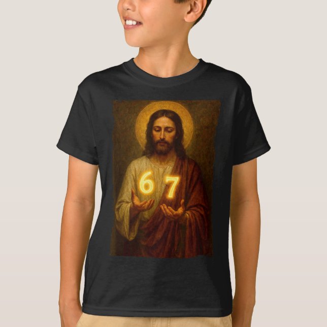 Camiseta Funny 6 7 Jesus. Absurd Six Seven Meme, Weird Teen (Frente)