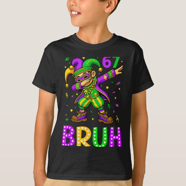 Camiseta Funny 6 7 Mardi Gras Six Seven Dabbing Boy 67 Mard (Frente)