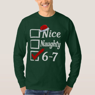 Camiseta Funny 6-7 Meme Nice Naughty 67 Christmas Brain Rot