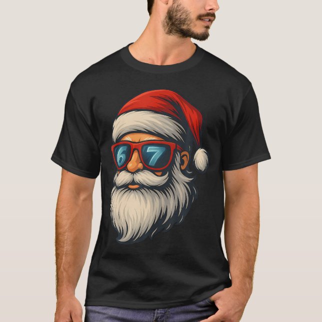 Camiseta Funny 6 7 Six Seven Meme Santa Face Christmas Retr (Frente)