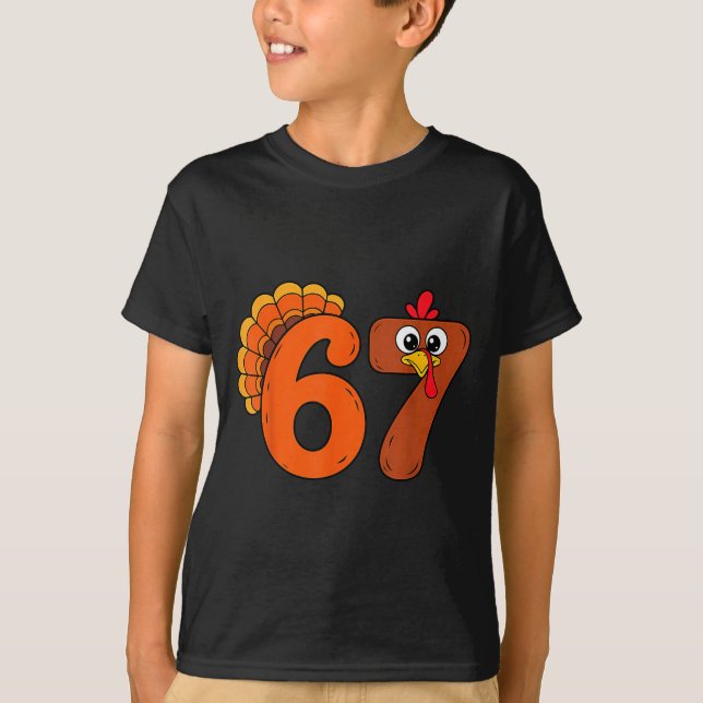 Camiseta Funny 6 7 Six Seven Meme Thanksgiving Turkey Holid (Frente)