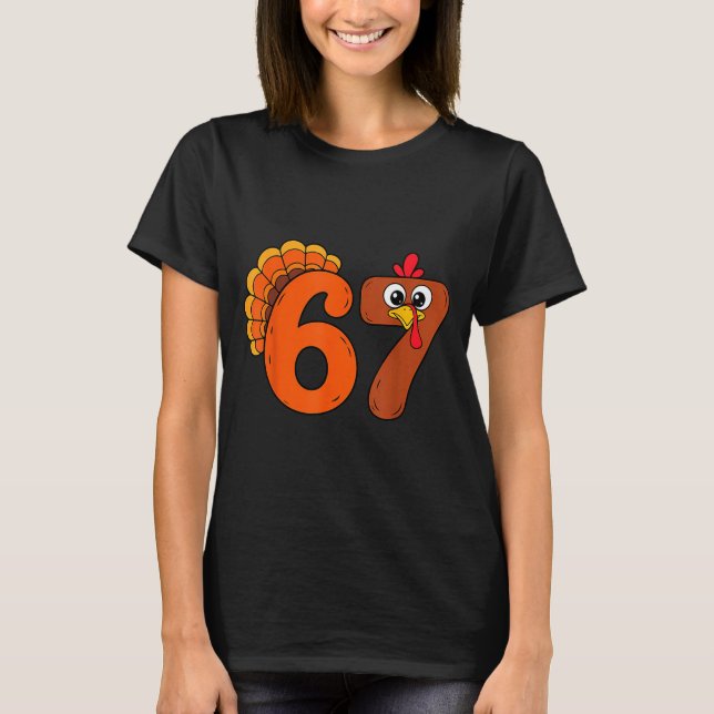 Camiseta Funny 6 7 Six Seven Meme Thanksgiving Turkey Holid (Frente)
