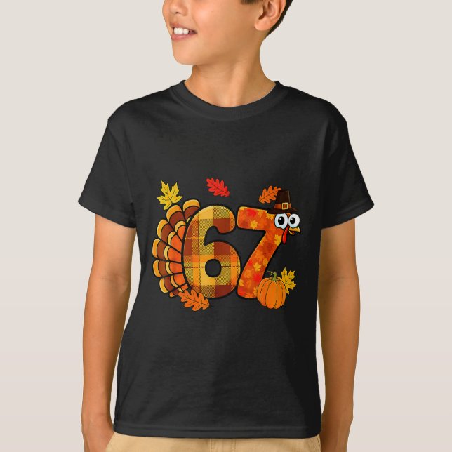 Camiseta Funny 6 7 Six Seven Meme Thanksgiving Turkey Holid (Frente)