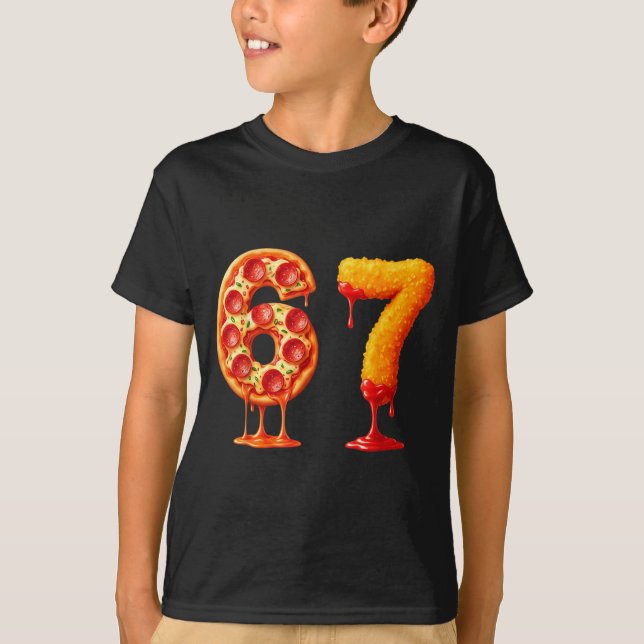 Camiseta Funny 6 7 Zza Nugget Meme Six Seven 67 Food Lovers (Frente)