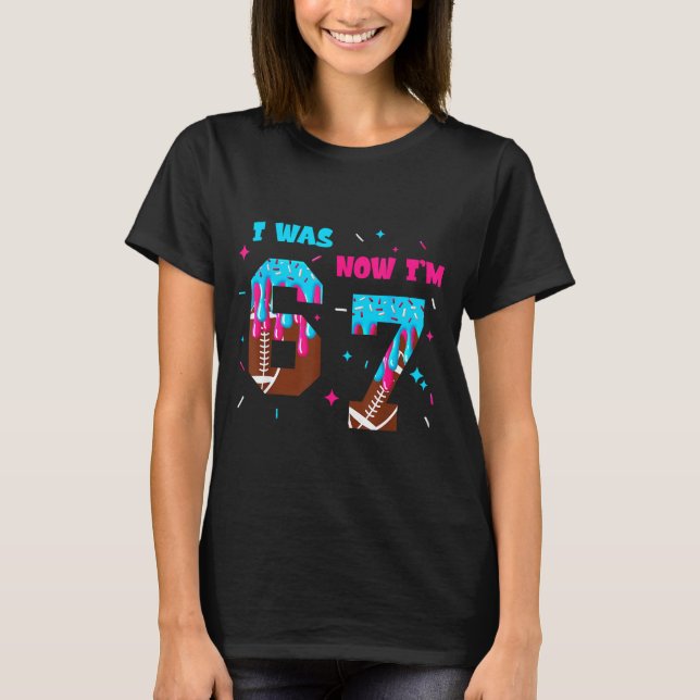 Camiseta Funny 7 Year Old Birthday Football Ice Cream Drip  (Frente)