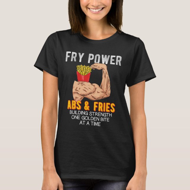 Camiseta Funny Abs Exerce Fries Franceses Construção Muscul (Frente)
