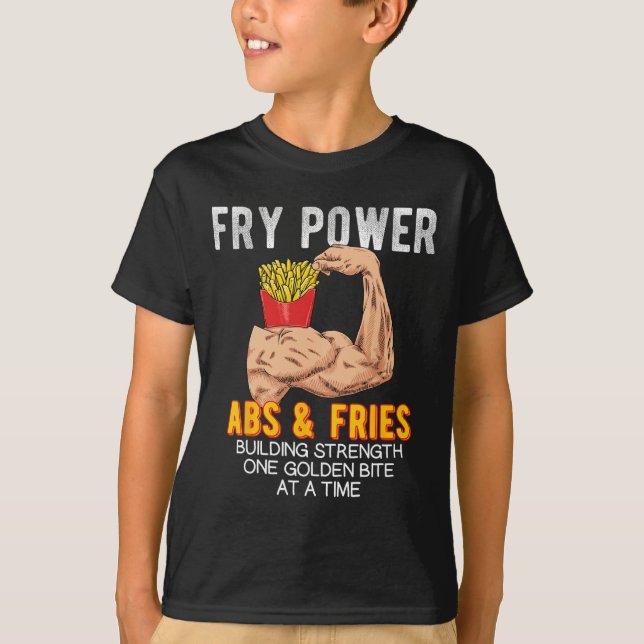 Camiseta Funny Abs Exerce Fries Franceses Construção Muscul (Frente)