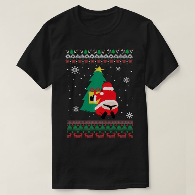 Camiseta Funny Adult Santa's Whale Tail Thongs Ugly Christm (Frente do Design)